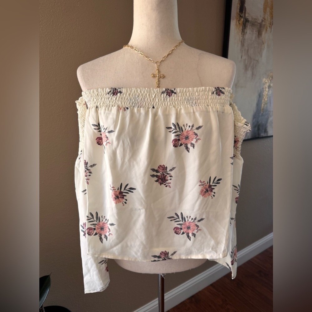 Off the shoulder floral print blouse boho summer style - Picture 3 of 9